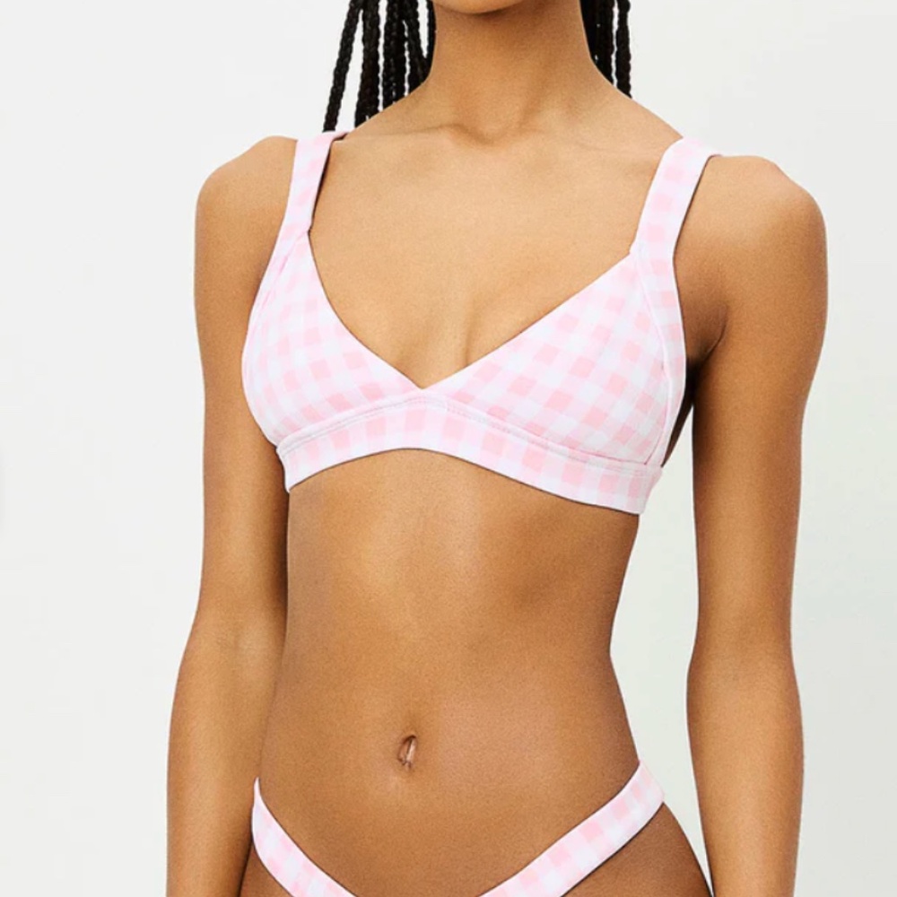 Pink Checkered Bikini Top- SMALL